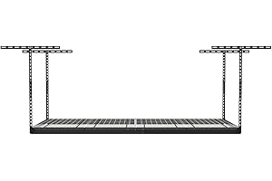 MONSTERRAX STORAGE SOLUTIONS MonsterRax Overhead Garage Storage Rack - 4 x 8 Ceiling Racks for Garage, Organization Shelving, Hanging Shelf, Grey, 24"-45" Height Adjustment