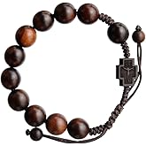 Sine Cera Jujube Wood 13mm Adjustable Rosary Bracelet, Large, Brown
