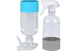 TERESRY 2 Pack 360° Glass Spray Bottles with Silicone Sleeve, 16 oz Empty Refillable Containers with Adjustable Spray Nozzles, Spray Bottles for Hair, Cleaning Solutions and Plants Grey&Blue