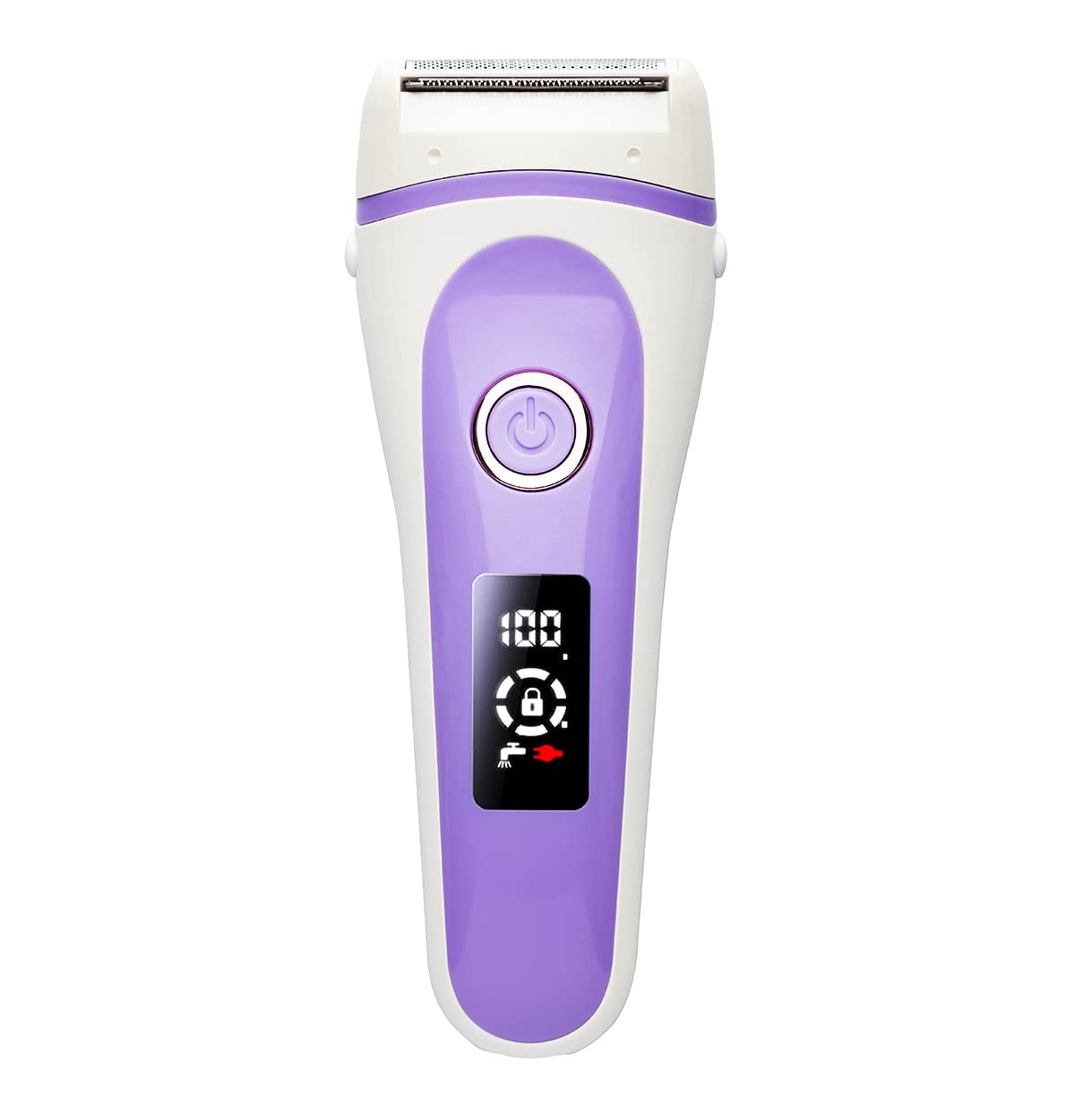 Lady Shaver for Women Bikini Trimmer Electric Razor Women Rechargeable Body Hair Removal for Face, Lip, Arms, Legs, Underarms Wet Dry Use with LED Display (Purple)