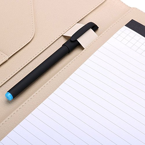 Plinrise Waterproof Shine PU Leather File Folder, Tight Metal Clip File Folder, For Letter Size Papper Writing Pad ,Perfect Office Folio Organizer & Professional Documents (Pink)