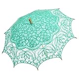 Remedios(19 colors) Green Vintage Bridal Wedding Cotton Lace Parasol Umbrella Light Green