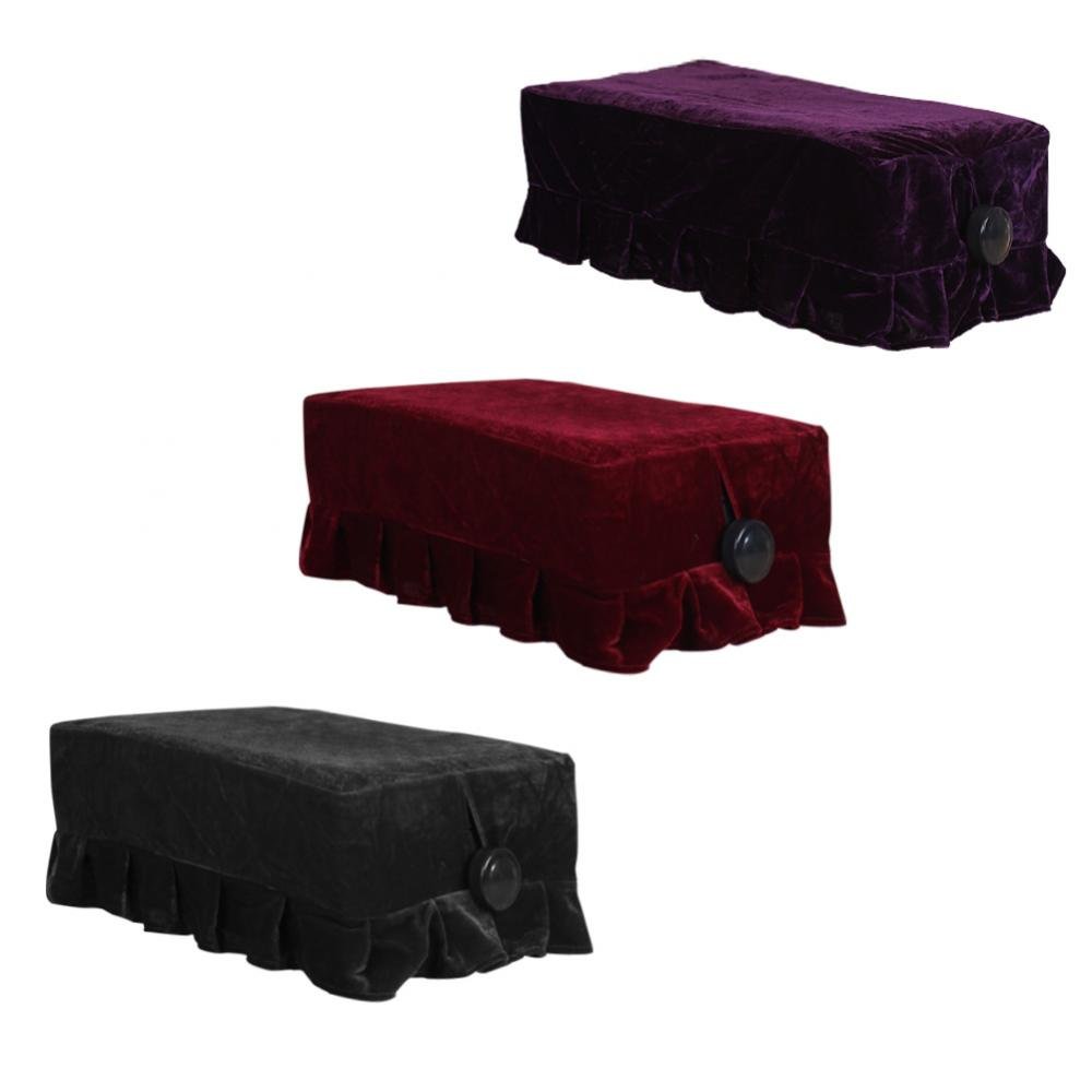 Piano Seat Cover, Lace Decorated Thickened Gold Velvet Piano Single Seat Bench Dust Proof Cover 21.7 * 13.8 inch(Black)