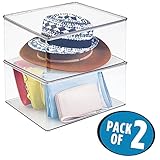 mDesign Plastic Closet Organizer Clothing Storage Box with Lid for Shirts, Sweaters, Pants - Pack of 2, 7