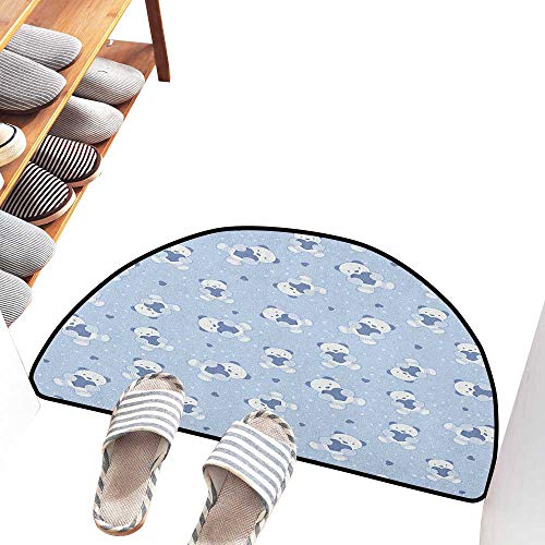 Axbkl Modern Door mat Boys Teddy Bears on Blue Backdrop Holding Hearts Baby Shower Theme Toddler Antifouling W30 xL18 Baby Blue Cadet Blue White - Thumbnail 5