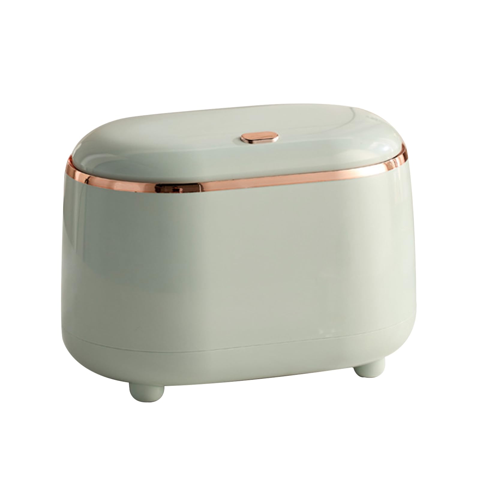 Dabinzhijia Mini Oval Table Rubbish Bin with Lid, 2L Capacity, Green, Plastic, Indoor Use, Desktop Bin, Waste Paper Bin for Office, Bedroom, Bathroom