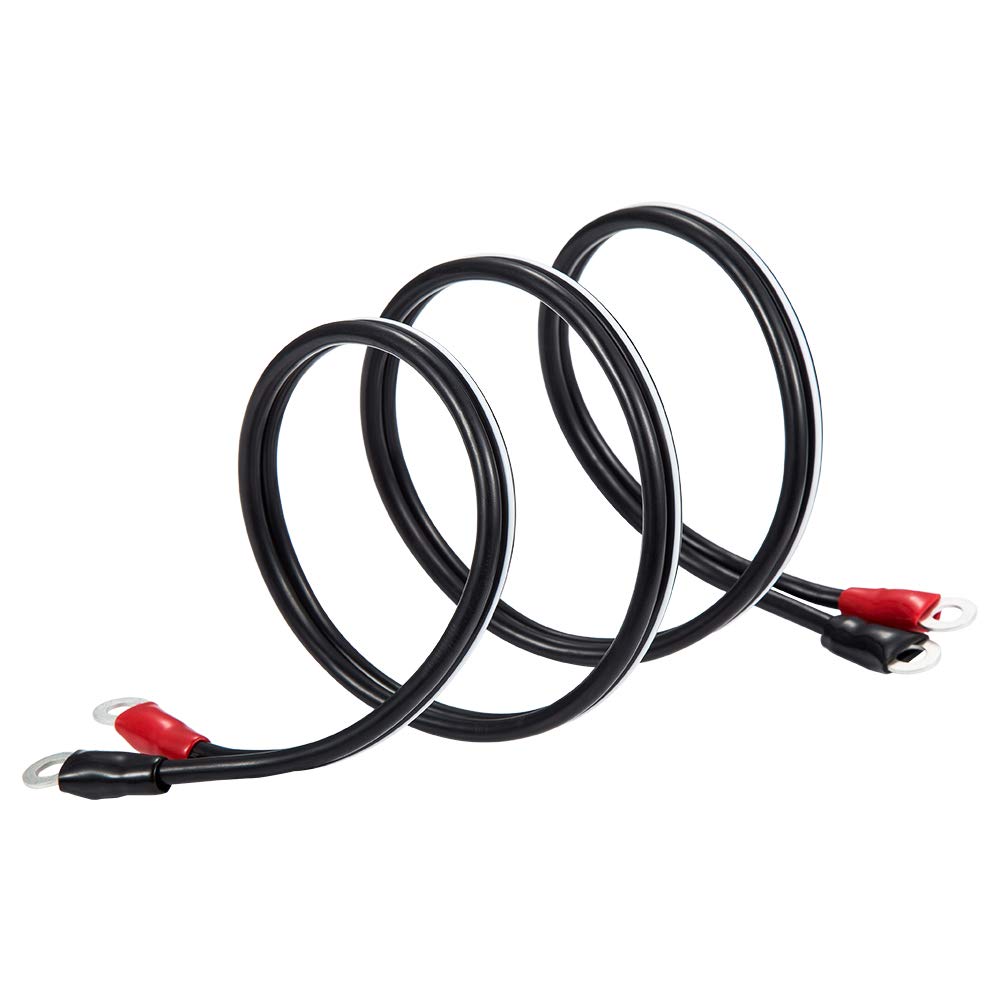 YCIND 1/4" Ring Eyelet Terminal Battery Boost Cable Heavy-Duty 30A (35A Max) 12V/24V 11AWG 4,0mm2 Cord 3Ft