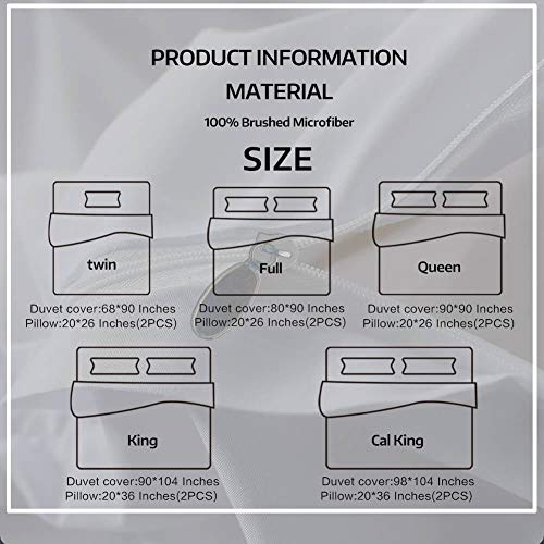 Vailge 3 Pieces Ultra Soft Duvet Cover Set with Zipper Closure, 100% 120gsm Microfiber Quality Premium Duvet Cover, Light Weight & Easy Care Bedding Duvet Cover (Grey,California King) - Thumbnail 2
