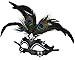Coxeer Masquerade Mask Halloween Mask with Peacock Feather Black Party Mask