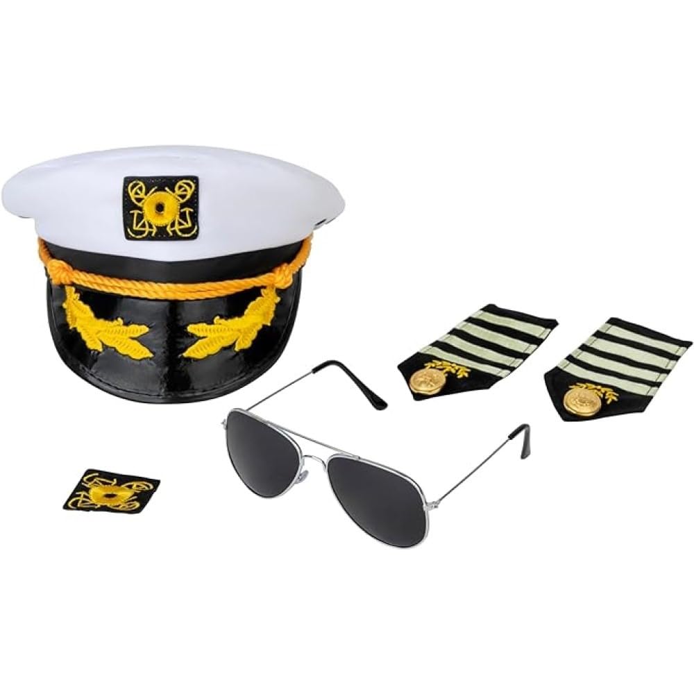 Dress Up America Captain Costume Set - Yacht Captain Accessory Kit - Boat Captain Set for Adults