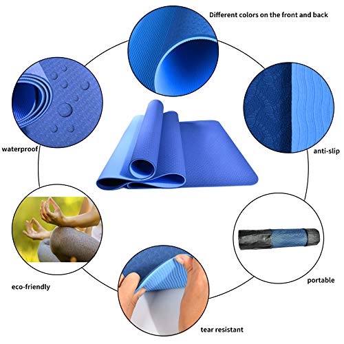 L-LONGANCHANG-Yogamatte-TPE-Yoga-Matte-Gymnastikmatte-Sportmatte-Fitnessmatte-rutschfest-Turnmatte-fuer-Naturkautschuk-Yoga-Pilates-Fitness-mit-Yoga-Handtuch-und-Tragetasche-183-x-61-x-06CM