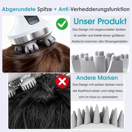 Kopfhautmassagegerät Elektrisch 4D,108 Silikon-Knetknoten, Weiß — Foto 7 von 8