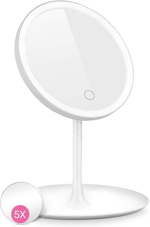 Amazon Com Hocosy Lighted Makeup Mirror 3 Color Lighting Modes Led Vanity Mirror With Light Detachable 5x Magnification Mirror Usb Charging Lighted Cosmetic Mirror With Storage Tray