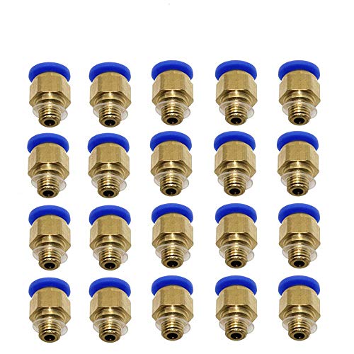 3Dman PC4-M6 Straight Fitting 4mm, thread M6 Connector for 3D Printer Parts -20 pcs