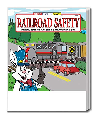 Zoco - Railroad Safety Awareness - Kids Educational Coloring Books (25 Bulk Pack, Without Crayons) - Beware of Trains - Train & Rail Road Crossing Safety Handout - Games, Puzzles, Activities for Kids