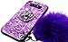 Aulzaju Galaxy S10 Plus Case with Ring Stand Sparkle Glitter S10 Plus Case Marble Design Samsung S10 Plus Case with Soft Furry Ball Wrist Strap Lanyard S10 Plus Protective Case for Girls Women-Purple