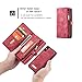iPhone X/Xs Wallet Case,AKHVRS Handmade Premium Cowhide Leather Wallet Case,Zipper Wallet Case [Magnetic Closure]Detachable Magnetic Case & Card Slots for iPhone X/Xs - Red