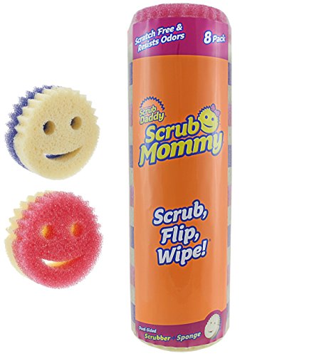 Scrub Daddy – Scrub Mommy – Two-Sided Soft Absorbent and Scratch-Free Scrubber and Sponge – 8 Count