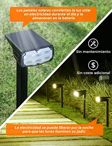 GOLUMUP 36 LED Solar Lights for Outdoor Garden Solar Spotlights Outdoor Waterproof IP67 Solar Lamps for Garden, Patio, Driveway, Pool and Camping – Warm White (6 Pieces)