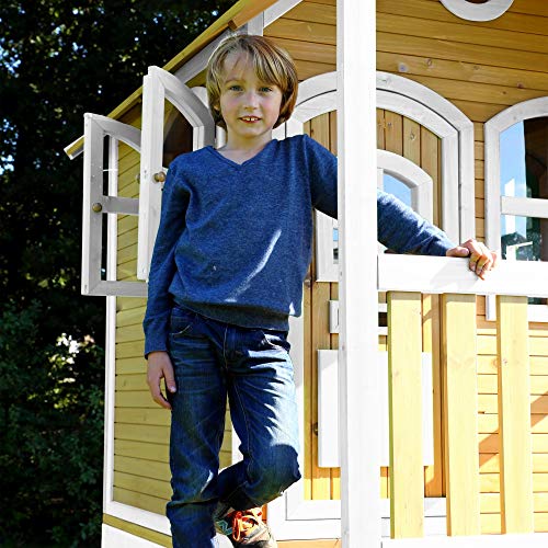 Beauty.Scouts Holzspielhaus Vegard mit Veranda + Leiter + Rutsche 212x349x233cm aus Holz in weiß braun aus Holz… – Bild 5