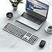 Rechargeable Wireless Keyboard Mouse, Jelly Comb KM034 Aluminium Alloy 2.4GHz Full Size Wireless Keyboard and Mouse Combo for Windows, Laptop, Notebook, PC, Desktop, Computer (Black and Silver)