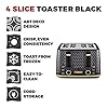 Tower T20061BLK Empire 4-Slice Toaster with Defrost/Reheat, Removable Crumb Trays, 1600W, Black and Brass