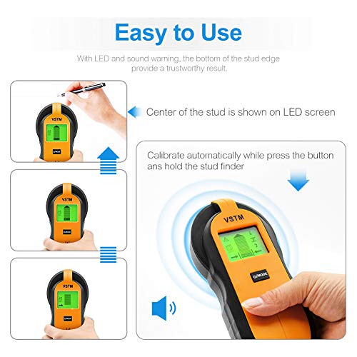 Stud Finder,VSTM 4 in 1 Multi Function Electronic Stud Sensor Wall Scanner Detector Center Finding with Digital LCD Display for Studs Wood Metal Live AC Wire Detection - Thumbnail 6