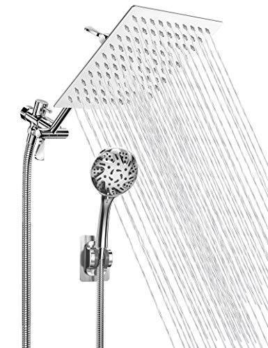 Yupget Shower Head,8"High Pressure Rainfall Shower Head/Handheld Shower Combo With 11" Extension