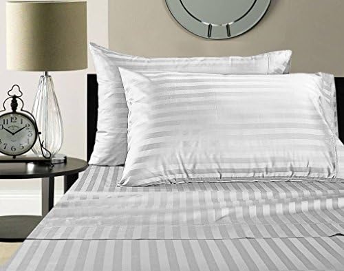Lavish Linens 4 Piece Bedding Set Stripe - 1800 Series Brushed Microfiber Hypoallergic Wrinkle &amp; Fade Resistant Premium Quality Bedspreads Full White