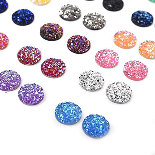 120 Pieces 12 Colors Round Flat Back Resin Cabochon Cameo Faux Druzy Cabochons for Jewelry Making (1 - //coolthings.us