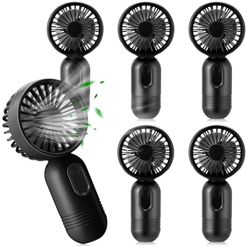 Rossesay Mini Portable Fan Bulk Cute Handheld Lightweight Small Little Personal Hand Eyelash Fan 3 Speeds USB Rechargeable for Women Men Indoor Outdoor Makeup Travel Camping (black, 6 Pcs)