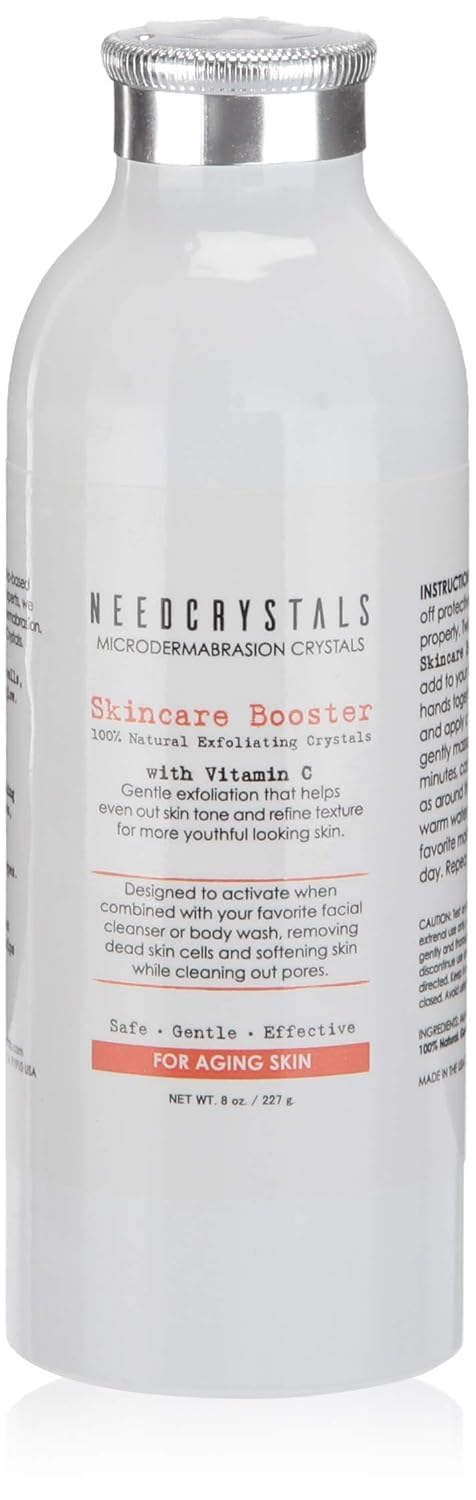 NeedCrystals Microdermabrasion Crystals, DIY Face Scrub with Vitamin C. Natural Facial Exfoliator for Dull or Dry Skin Improves Wrinkles, Anti-Aging, Skin Texture & Brightening. 227 Grams