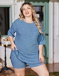 IN'VOLAND Women's Plus Size 2 Piece Outfits Ribbed