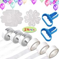 Tinabless Balloon Decorating Strip Kit, Balloon Garland Kit for Arch Garland with 48 Ft Balloon Tape Strip, 2 Pcs Tying Tool, 300 Dot Glue, 20 Flower Clip for Birthday, Wedding, Party Decorations