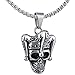 ATAZUA Eosing Silver Joker Clown Skull Biker Punk Mens Stainless Steel Necklace + Rolo Chain