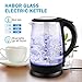 Habor Electric Kettle, 1.7L Glass Electric Kettle 1500W Fast Boiling Heater Cordless Hot Water Pot Drinking Tea Water Boiler with Blue LED Light and Boil Dry Protection