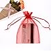 SumDirect 100Pcs 4x6inch Sheer Drawstring Organza Jewelry Pouches Wedding Party Christmas Favor Gift Bags (Red, 1 Count (Pack of 100))