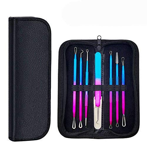Blackhead Remover Pimple Comedone Extractor Tool Treatment for Blemish, Whitehead, Zit Removing for Risk Free Nose Face Skin 7-PCS Acne Removal Kit