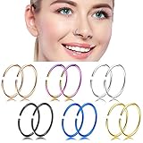 Nose Hoop Rings,18-20G 12PCS Stainless Steel Body Jewelry Piercing Nose Ring Hoop,Nose Studs Rings Tragus hoop Earring. (C: 12Pcs (20G 8mm Outer Diameter))