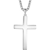 Raymard 925 Sterling Silver High Polished Cross Necklace for Men,Christian Cross Pendant Jewelry for Men, 24" Rolo Chain Cross Jewelry