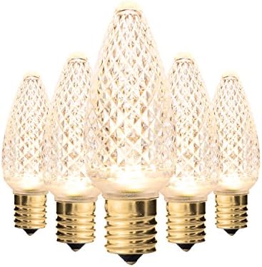 Set of 500 Sun Warm White C9 Faceted LED Christmas Light Bulbs for Indoor & Outdoor Use | Durable Replacement Bulb