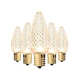 Holiday Lighting Outlet Faceted C9 Christmas Lights | Sun Warm White LED Light Bulbs Holiday Decoration | Warm Christmas Decor for Indoor & Outdoor Use | 3 SMD LEDs in Each Light Bulb | Set of 25