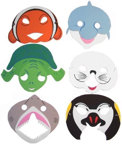 Ark Toys 6 Foam Ocean Sealife Animal Face Masks - Childrens Fancy Dress