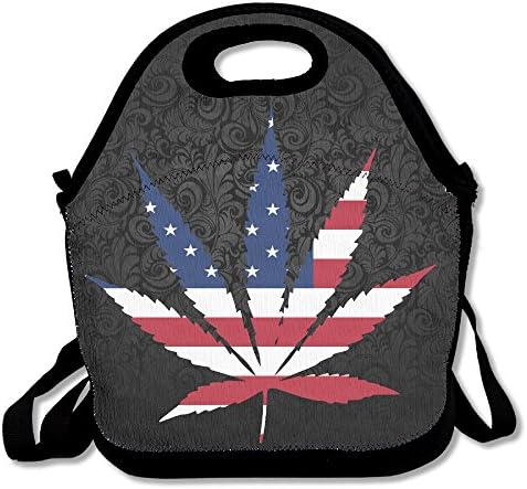 Leaf Shape Of American Flag Convenient Lunch Bags Tote For Travel School Picnic Grocery Bags Outdoor Picnic Bag