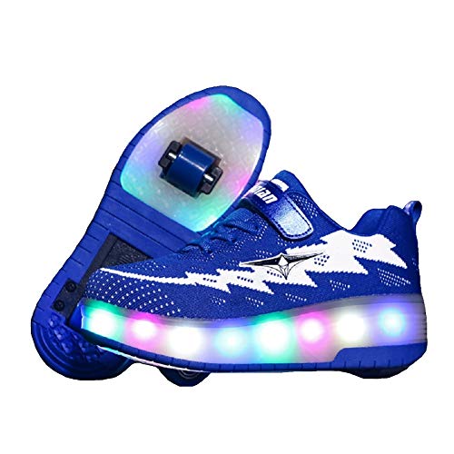 Nsasy YComi Boys Girls Rechargeable Roller Shoes Colourful USB Charging Roller Skates Shoes LED Light Shoes