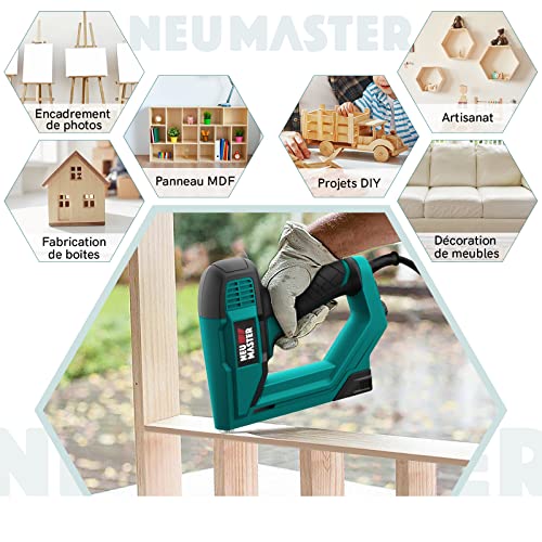 NEU MASTER Electric Stapler, Electric Nailer NTC0060 for DIY Projects in Furniture, Carpentry and Woodworking, Including Staples and Nails