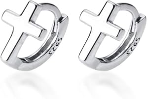KOKOMA Cross Criss Sterling Silver Tiny Sleeper Hoop Earrings for Women Girls Minimalist Faith Hope Small Cartilage Tragus Huggie Hoops Cuffs Studs Fashion Jewelry Unisex Hypoallergenic