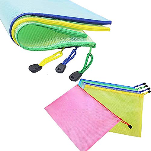 15 Pack A4 Size Waterproof Zipper File Bags,5 Colors Plastic Zip Document Filing Folder for Office Organization,Stationery,Puzzle Storage - Thumbnail 3