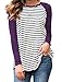 Halife Womens Striped O Neck Raglan T-Shirt Blouses Tops Plus Size Purple XXL 2X