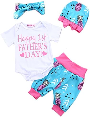 Singcoco 4Pcs Outfit Baby Girls Happy 1st Father Day Short Set